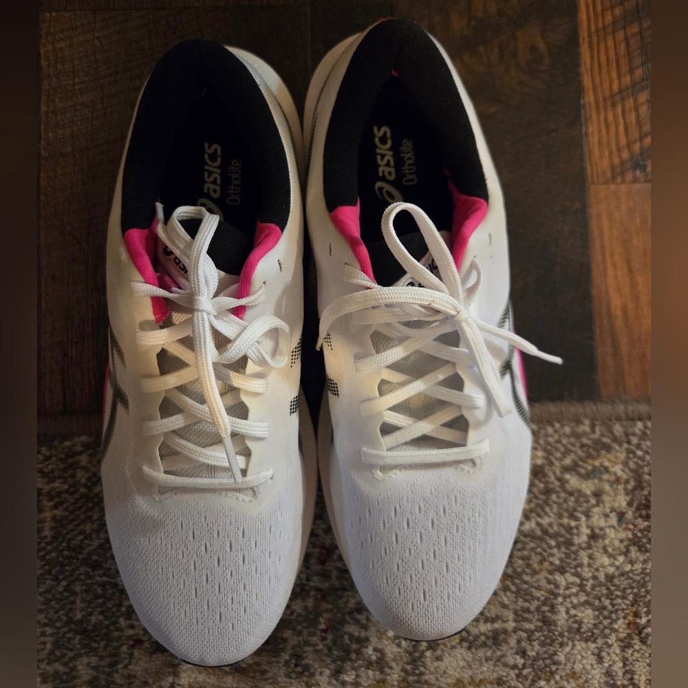 ASICS Women's White and Pink Athletic Shoes